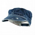 Wholesale Distressed Washed Cotton Cadet Army Baseball Cap Denim Hat 