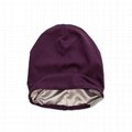 Wholesale women solid satin lined beanie hat custom patch skull cap beanie