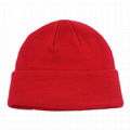 Wholesale plain weave knit acrylic custom patch winter beanie custom toque 