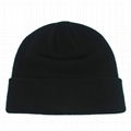 Wholesale plain weave knit acrylic custom patch winter beanie custom toque 