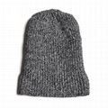 Custom Wool Heather Grey Knitted Ribbed Toque Beanie Leather Label Keep Warm 