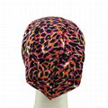 Fashion Leopard Print winter hats spandex Fabric Satin Lined Organic Beanie hat 4