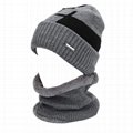 Merino wool beanie scarf set custom metal patch fisherman winter hat and scarf