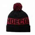 Wholesale mens pom pom ski beanie custom knitted cuff jacquard beanie no logo