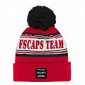 Wholesale Custom Jacquard Pom Beanie Your Own Logo Woven Label Acrylic Beanie