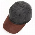 Hot sale 6 panel denim cap baseball hat custom plain suede bill 2 tone dad hat