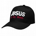 Custom Cotton Religious Baseball Cap Embroidered Jesus Is My Boss Christian Hat