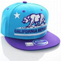 Flat brim snapback hat bear embroidery label California Republic Snapbacks cap