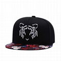 Custom 3D Embroidery Cap Hat Tiger Snapback Cap Hip Hop Flower Brim Cap Hat 