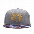 Custom 3D Embroidery Cap Hat Tiger Snapback Cap Hip Hop Flower Brim Cap Hat 