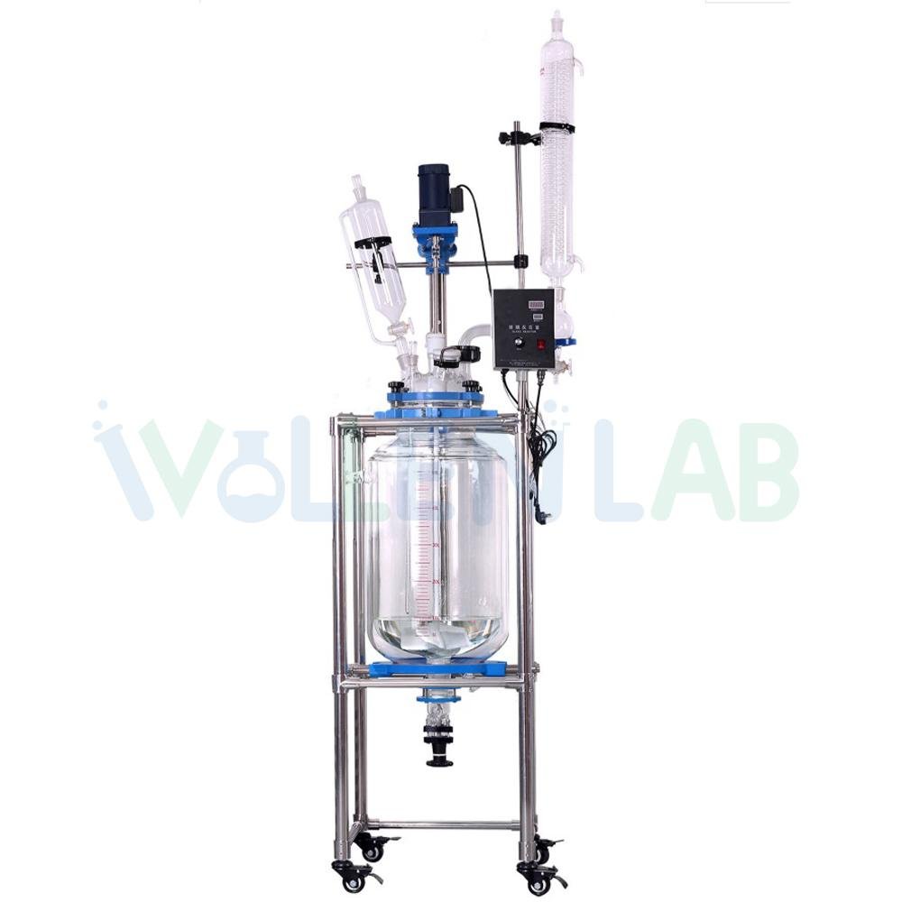 20L Laboratory Equipment Small Two Layer Stirring Tank Jacketed Glass Reactor 2