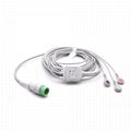 Compatible Biolight One Piece ECG Cable with 3 leads Snap AHA Standard 