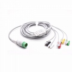 Compatible Biolight ECG One Piece Cable with 5 leads Grabber IEC Standard 