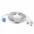 GE-Datex compatible one-piece ECG Cable with 3 leads Snap AHA