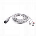 AAMI Compatible One-piece ECG Cable with 3 Leads Snap 1