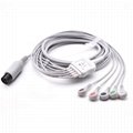 AHA Lead Color One-piece ECG Cable with 5 Leads Snap Compatible AAMI