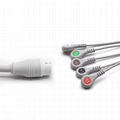 One-piece ECG Cable with 5 leads Snap Compatible Philips 1