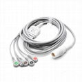 One-piece ECG Cable with 5 leads Snap Compatible Philips 2