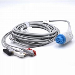 GE/Critikon Compatible Direct-Connect ECG Cable with 3 Leads Grabber