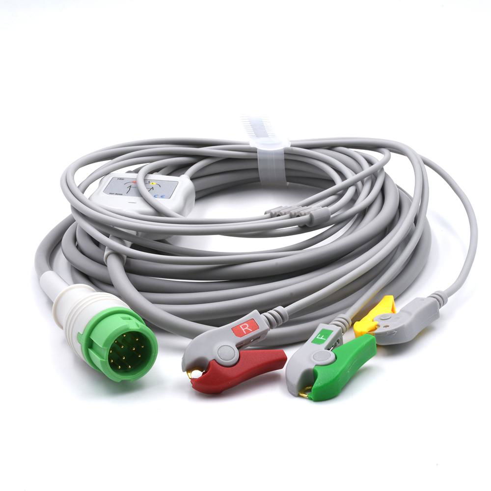 Mindray Compatible Direct-Connect ECG Cable with 3 leads Grabber IEC