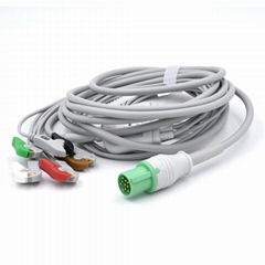 GE>Hellige Compatible Direct-Connect ECG Cable 5 Leads Grabber