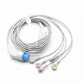 One-piece ECG Cable with 5 leads Snap AHA Compatible Datex 2