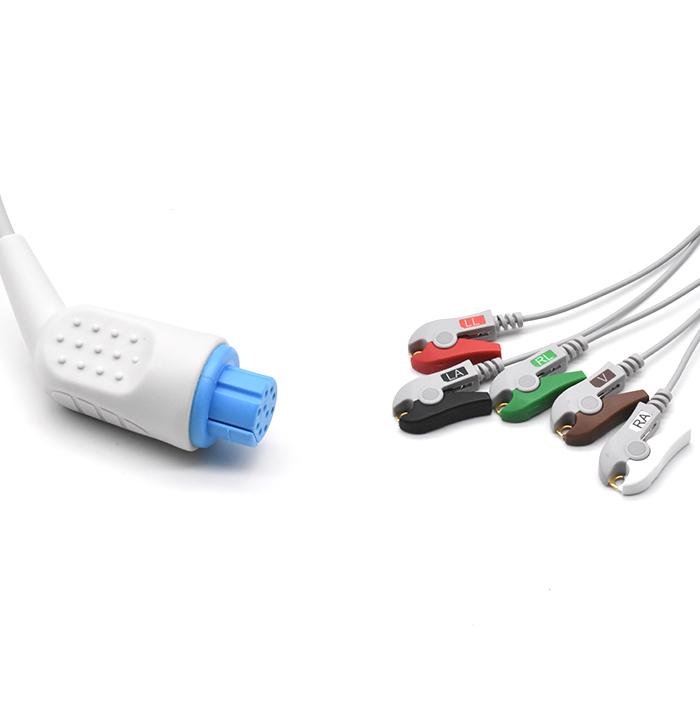 Direct-Connect ECG Cable with 5 leads Grabber AHA Compatible Datex 2