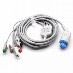 Direct-Connect ECG Cable with 5 leads Grabber AHA Compatible Datex