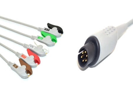 Mek Compatible Direct-connect ECG Cable with 5 Leads Grabber AHA