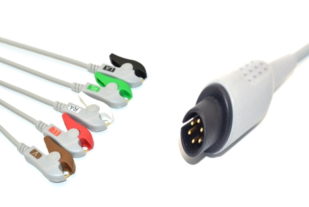 Mek Compatible Direct-connect ECG Cable with 5 Leads Grabber AHA 1
