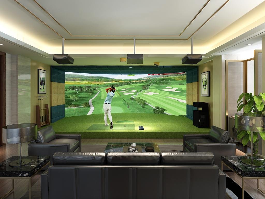 定制室内高尔夫模拟器设备4K高清电子软件韩国正版3D球场系统