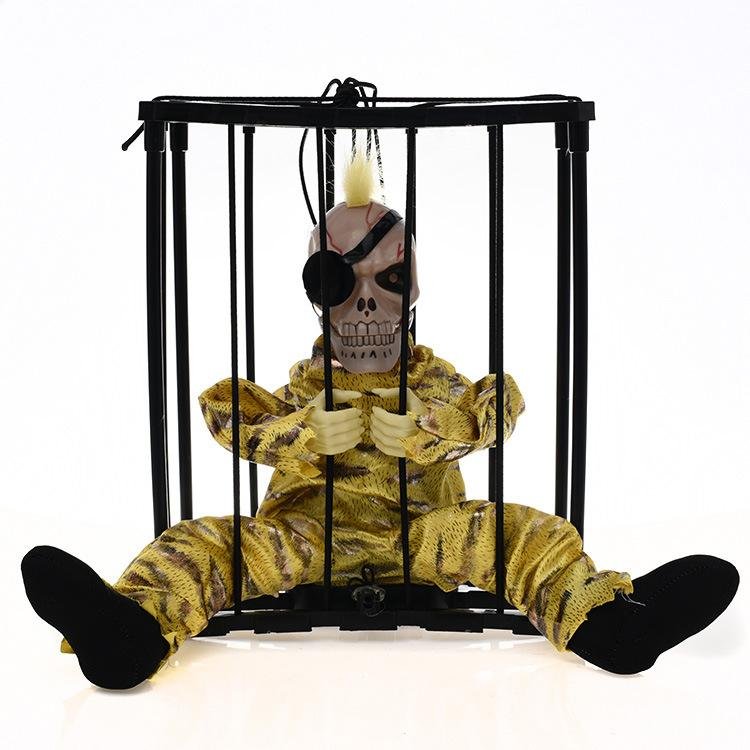 Halloween decorations cage ghost pendants electric trick props led toy haunted  4