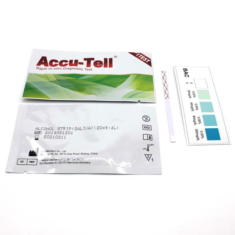 Accu-Tell Alcohol Rapid Test Strip Saliva 2