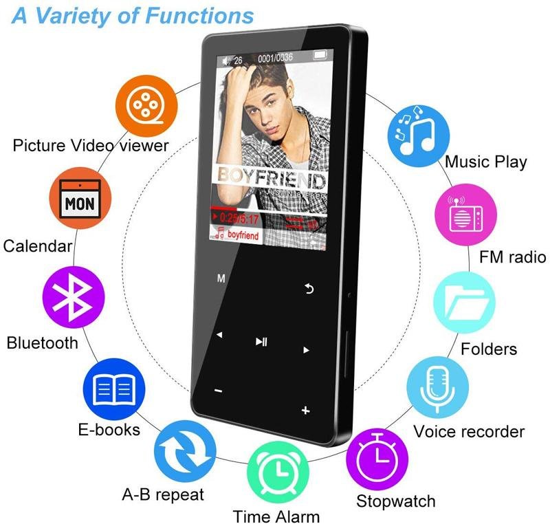 16GB MP3 Player with Bluetooth 4.2 Portable HiFi Lossless Sound MP3 Music Player 2