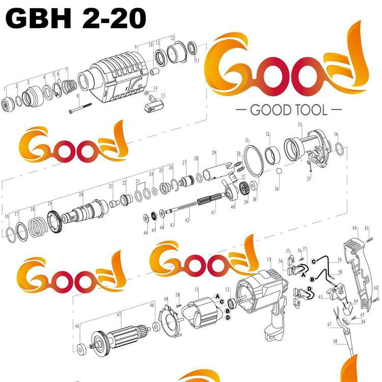 all range spare parts of GBH2-20 power tools spare parts  3
