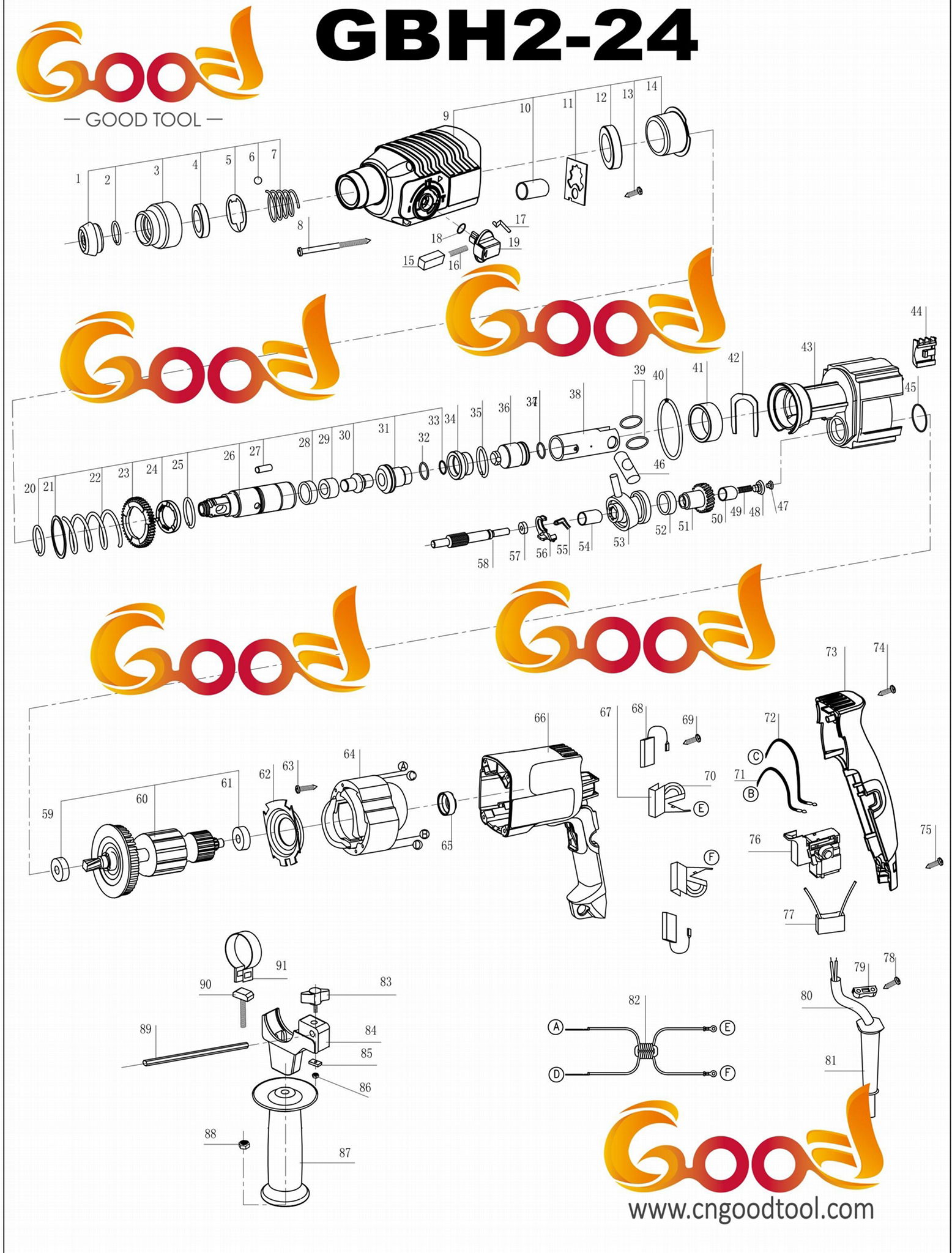 all range spare parts of GBH2-24 power tools spare parts  3