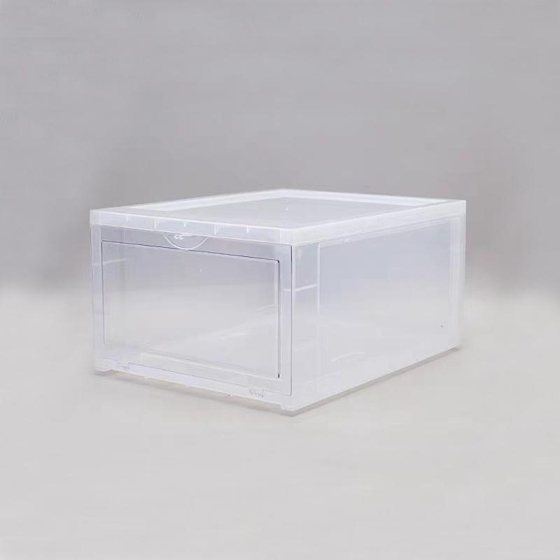 Free sample hot selling clear plastic large drop front shoe box 3