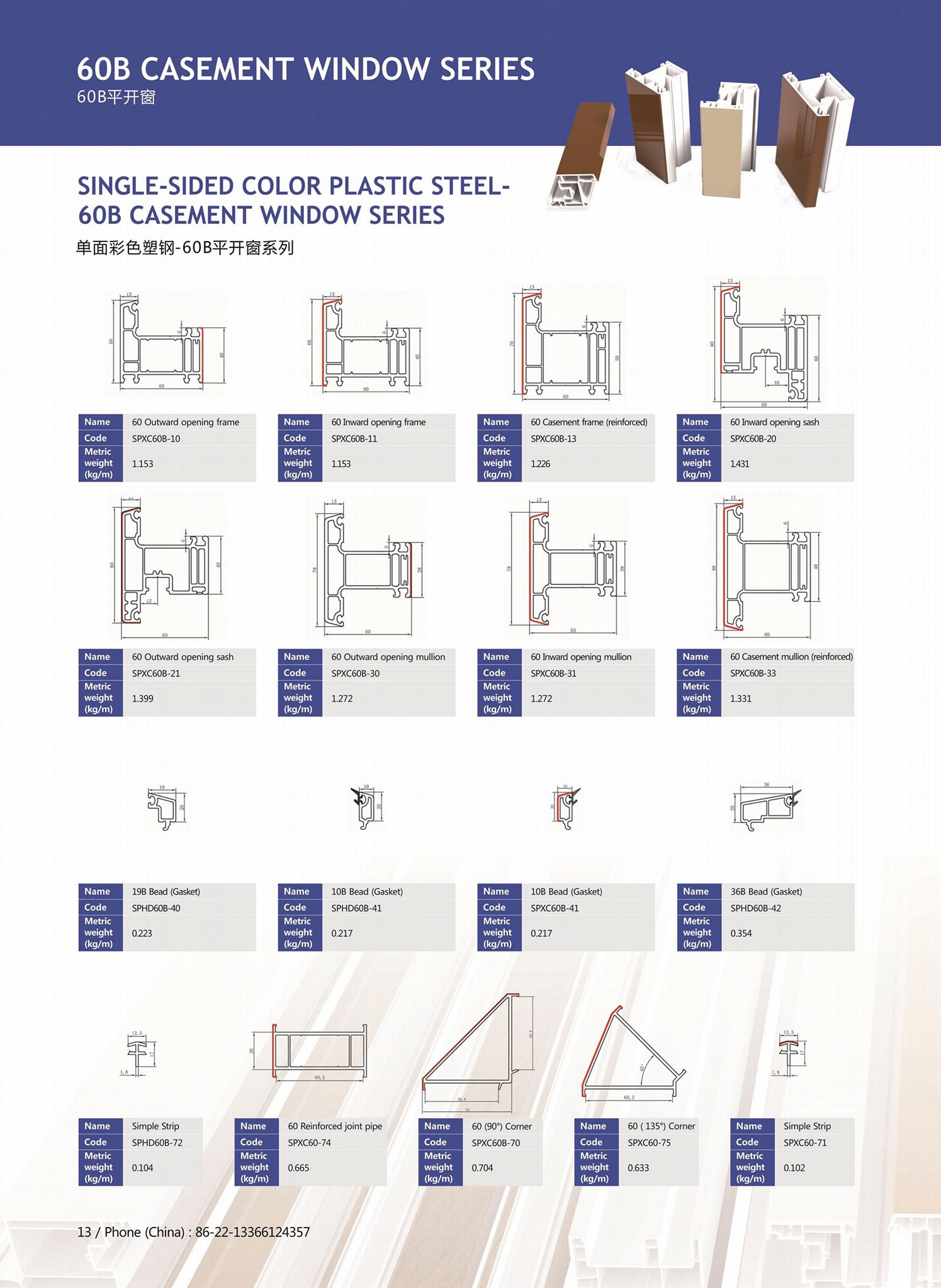 single-sided color profiles 60B casement series 4