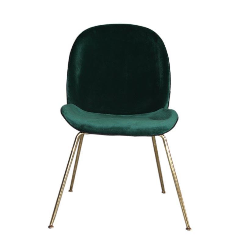 modern comfortable brass metal fully upholstered velvet Gubi beetle dining chair 4