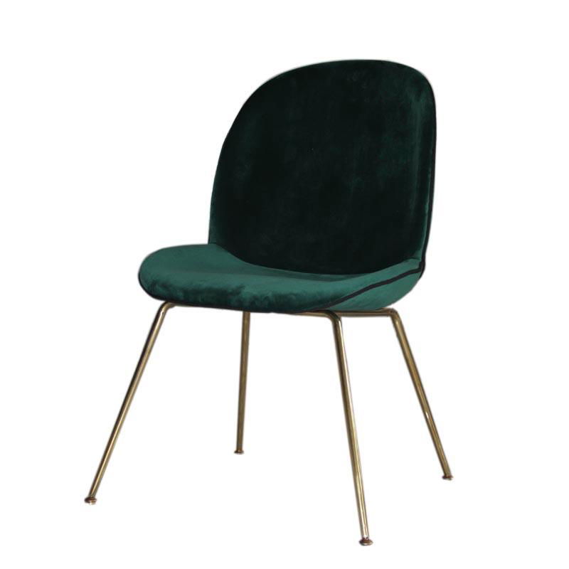 modern comfortable brass metal fully upholstered velvet Gubi beetle dining chair 5