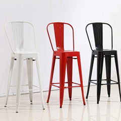 Replica Metal Tolix Bar Stool with backrest