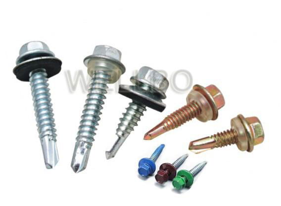 Hexagon head self drilling screw with EPDM washer  