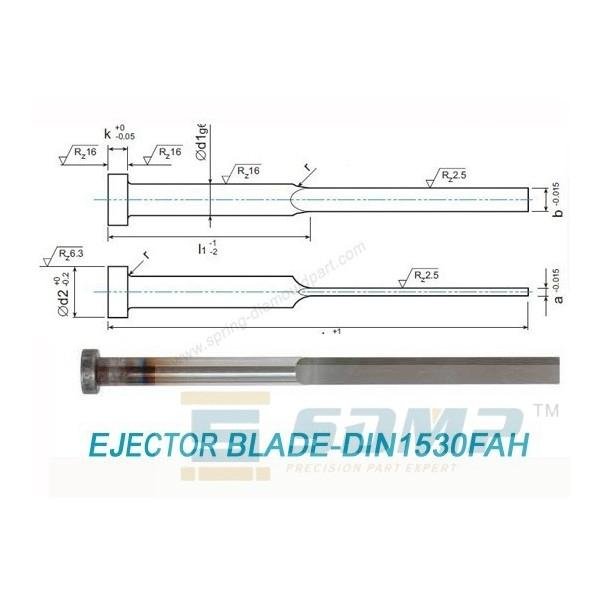 Ejector blade in Din1530FAH Flat ejector pin with cylindrical head 1