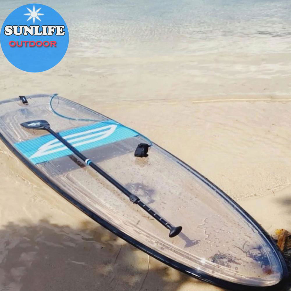 Hottest selling clear stand up paddle board transparent sup hard with foot leash 2