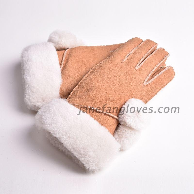 Ladies genuine sheepskin hand stitched sheepskin glove 2