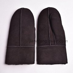 winter outdoor men sheepskin double face curly hair shearling snow mittens