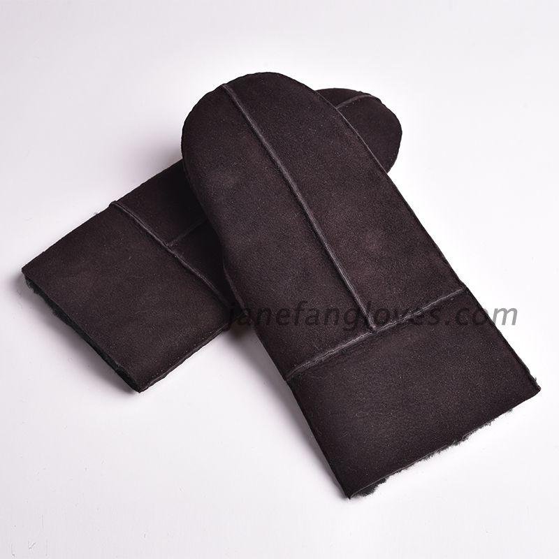 winter outdoor men sheepskin double face curly hair shearling snow mittens 2