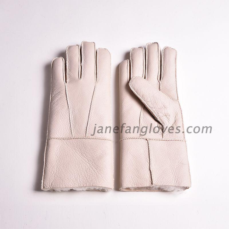 Wholesale customized hand-sewing winter warm women men sheepskin gloves 3