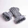 women fashion winter 80% wool 20% acrylic gloves with fur trim 1