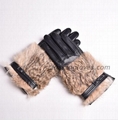 Wholesale winter genuine leather gloves with rabbit fur 1